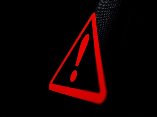 클로즈업, 빨간색 경고 기호, 손실 위험 강조, 어두운 배경, 심각한 금융적 함의를 시사하는 드라마틱한 조명