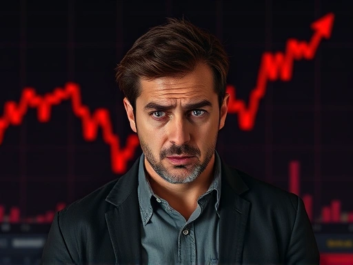 하락하는 암호화폐 차트 앞에서 고민하는 투자자의 모습