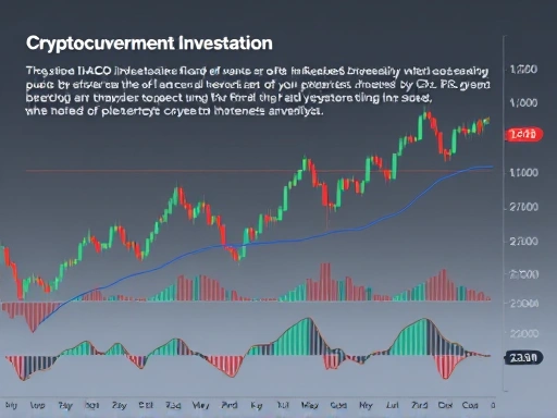 복잡한 차트 패턴 분석과 RSI/MACD 지표를 활용한 암호화폐 투자 전략 설명, 전문적인 분석 분위기