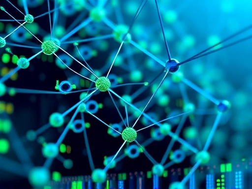 체인링크 오라클 네트워크의 세부 구조를 클로즈업한 이미지