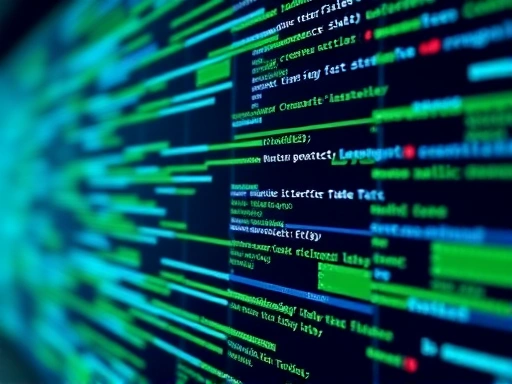 다양한 색상의 코드 라인과 데이터를 시각적으로 표현한 이미지