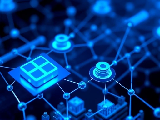 블록체인 기반 시스템의 핵심 요소를 강조하는 클로즈업 이미지