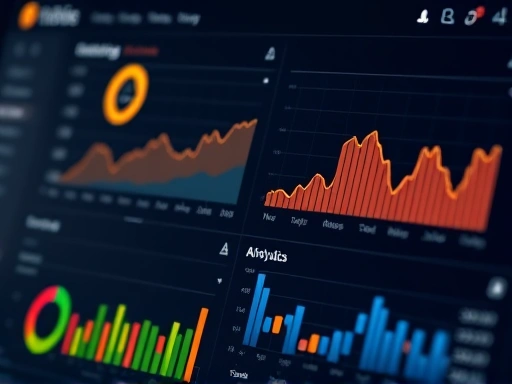 이더리움 스테이킹 인터페이스의 클로즈업, 데이터 시각화 및 분석 도구를 강조하여 정보에 입각한 투자 결정을 내리는 데 필요한 명확성과 세부 사항을 보여주는 장면