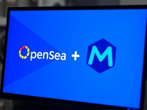 오픈씨(OpenSea) 로고가 있는 화면과 메타마스크(MetaMask) 로고가 함께 보이는 이미지