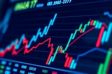 투자 그래프와 차트를 클로즈업하여 보여주며, 데이터 중심의 분석적인 분위기