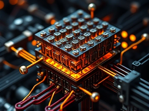 블록체인 샤딩 아키텍처의 클로즈업 표현.