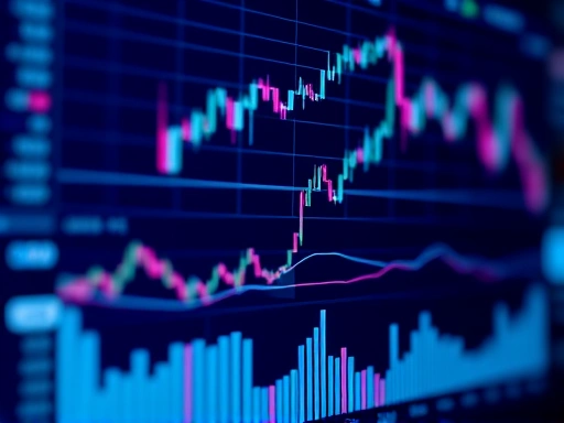 암호화폐 거래소 인터페이스 클로즈업, 차트와 데이터 시각화, 푸른색과 흰색을 사용하여 안정감과 신뢰성 강조