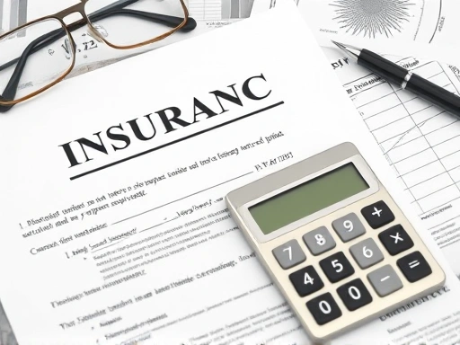 보험 계약서와 계산기를 클로즈업하여 재정적인 측면을 강조하고, 차분한 색상과 정돈된 배치를 통해 신중한 의사 결정을 유도합니다.