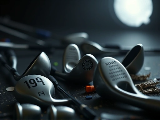 골프채가 파손된 클로즈업 장면