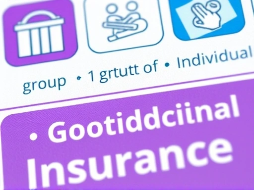 단체보험과 개인보험의 보장 범위를 나타내는 아이콘과 텍스트가 클로즈업된 이미지