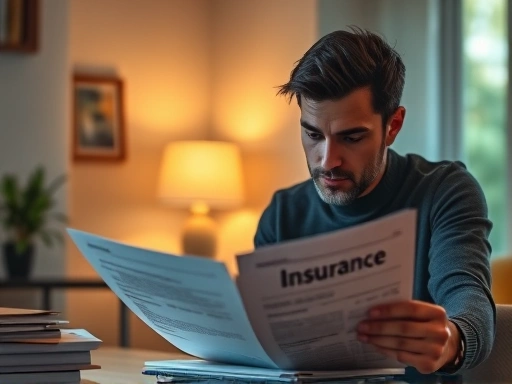 보험 서류를 들여다보며 분석하는 사람의 모습