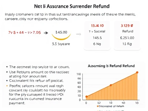 {보험 해약환급금 계산 원리 설명, 계산 요소 시각화, 보험금 누적 그래프로 환급액 변화를 보여주는 이미지