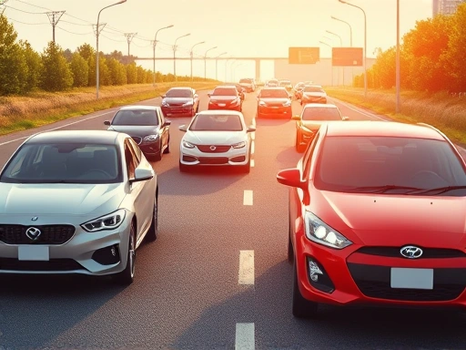 자동차들이 도로 위를 달리는 모습