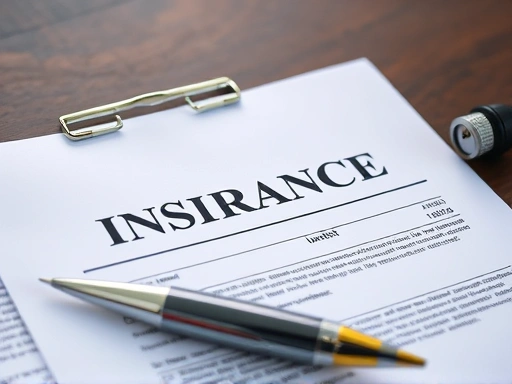 보험 서류를 클로즈업하여 보여주면서 중요한 부분을 강조하는 이미지