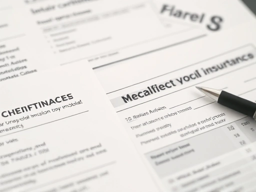 {진단서와 보험 서류가 클로즈업되어 있으며, 중요한 정보가 강조되어 있습니다.