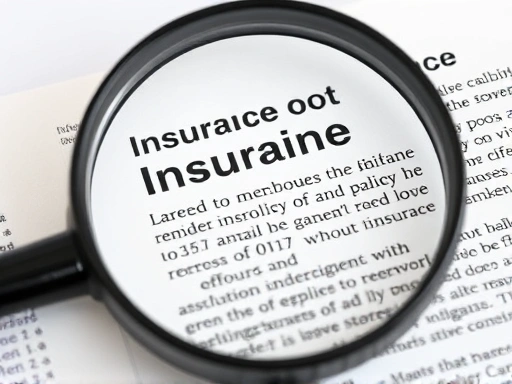 돋보기로 보험 약관의 특정 조항을 확대하여 보여주는 클로즈업 이미지