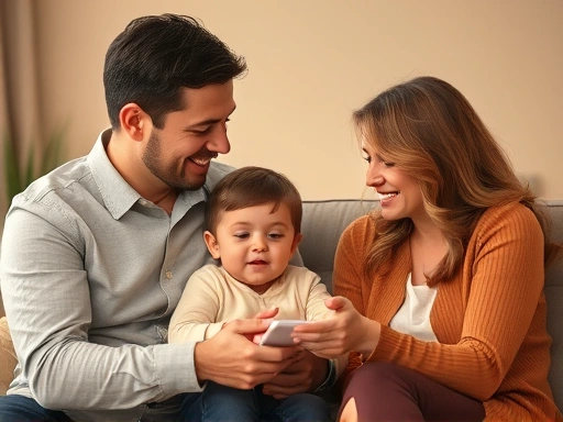 따뜻한 색감의 가족 이미지