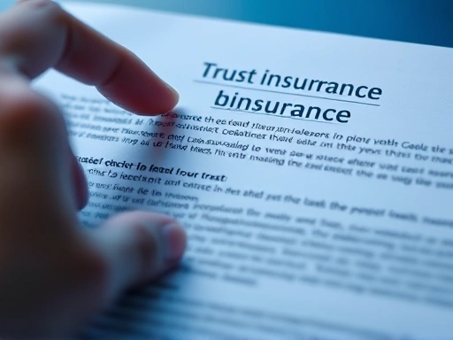 보험 약관의 중요한 부분을 확대하여 보여주는 클로즈업 이미지