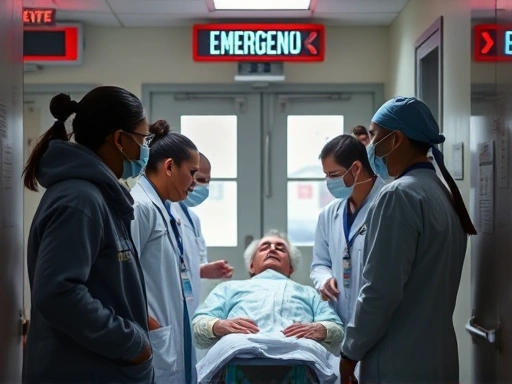 응급실 입구에서 환자를 맞이하는 의료진의 모습