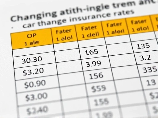 자동차 보험 등급 변화와 그에 따른 보험료 변동을 보여주는 표를 클로즈업한 이미지