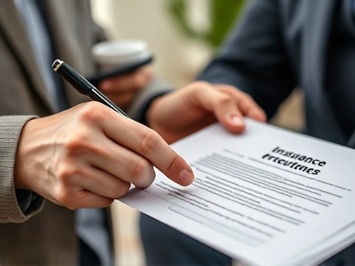 {계약서를 들고 화재보험 상담을 받는 세입자의 클로즈업 사진.