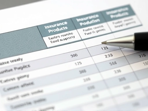 보험 상품 비교표를 클로즈업한 이미지