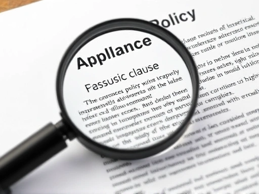 돋보기로 보험 약관의 특정 조항을 확대하여 보여주는 클로즈업 샷, 세밀한 디테일과 강조된 조명으로 정보의 중요성을 부각합니다.