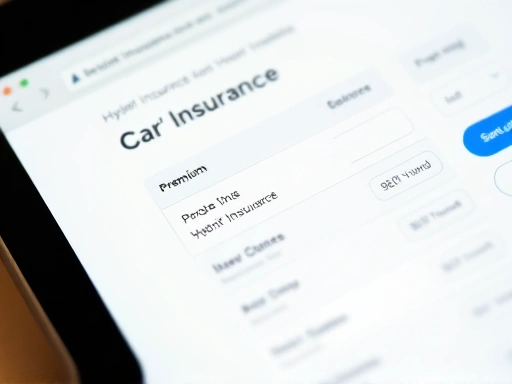 자동차 보험 비교견적 사이트에서 하이브리드차 보험료를 조회하는 화면을 클로즈업하여, 사용자가 보험료를 쉽게 비교할 수 있도록 안내하는 이미지