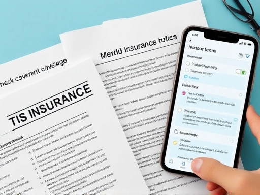 보험증권, 보험약관, 스마트폰으로 보험사에 문의하는 장면