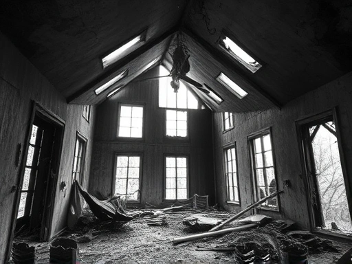 화재로 인해 완전히 소실된 집 내부의 모습