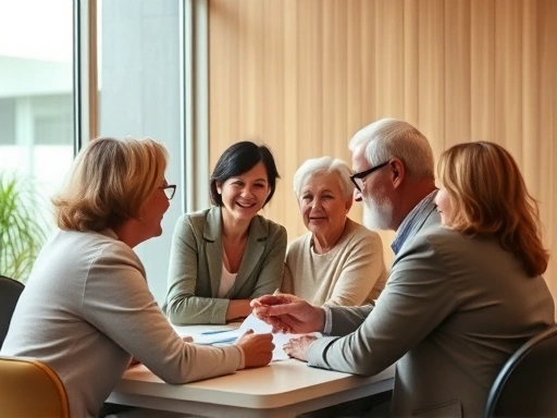 다양한 연령대의 사람들이 보험 상담을 받는 모습