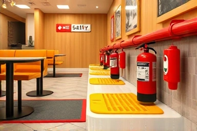 카페 내부의 안전 점검 장면