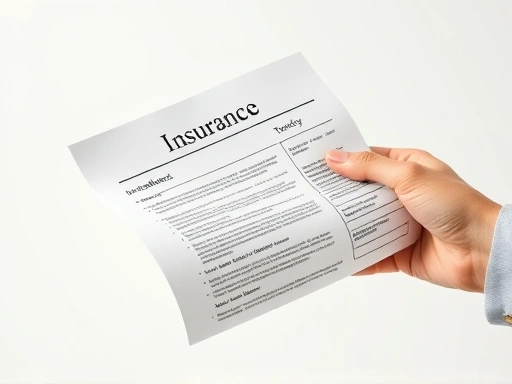 보험 약관을 펼쳐놓고 중요한 부분을 강조하는 손, 밝고 차분한 조명으로 신뢰감을 주는 첫 번째 이미지