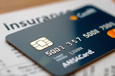세련된 스타일로 표현된 신용카드와 보험 서류의 클로즈업 이미지