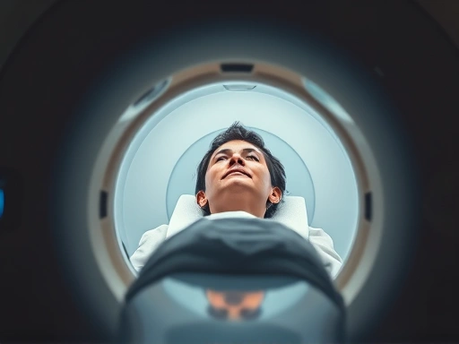 환자가 MRI 기계 안에 있는 모습