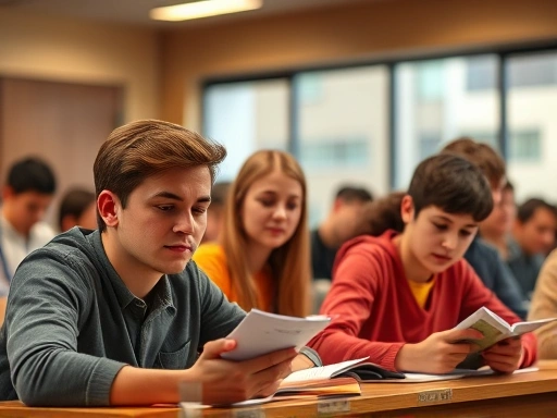 강의실에서 학생들이 공부하는 모습
