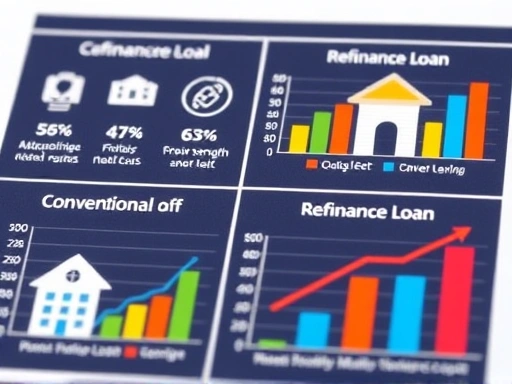 대환대출과 일반대출의 특징을 나타내는 아이콘과 그래프를 클로즈업하여 보여줍니다.