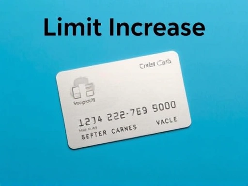 푸른색 배경에 신용카드가 놓여 있고, 그 위에 '한도 증액'이라는 텍스트가 강조된 이미지