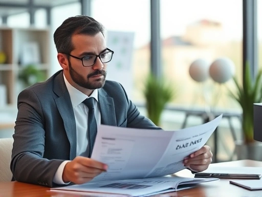 사업자가 사업 자금을 확보하기 위해 다양한 담보 옵션을 고려하는 장면