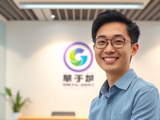 서민금융진흥원의 상징적인 로고가 있는 깨끗하고 현대적인 사무실 배경입니다.