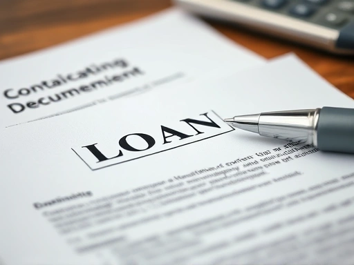 대출 서류에 집중하는 클로즈업 장면
