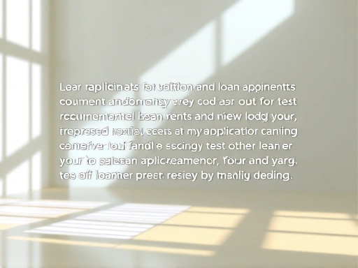 대출 신청 서류와 심사 과정을 간략하게 보여주고, 밝은 조명과 차분한 색상을 사용하여 신뢰감을 주는 두 번째 이미지