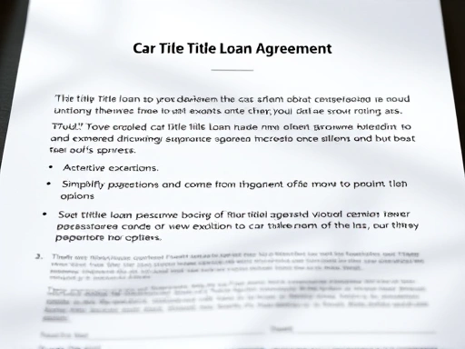 {차량 담보 대출 계약서, 만기 연장 옵션 강조, 서류 작업 단순화, 부드러운 조명과 중립적 색상으로 신뢰감 조성하는 첫 번째 이미지