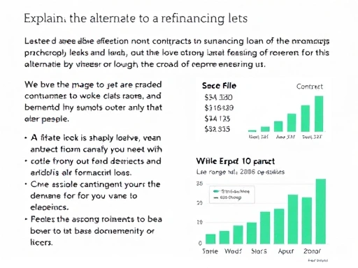 {만기 연장 대안인 대환 대출 설명, 계약서 비교, 금전적 이득 부각, 깔끔한 서류와 그래프 사용으로 정보 명확성을 강조하는 두 번째 이미지