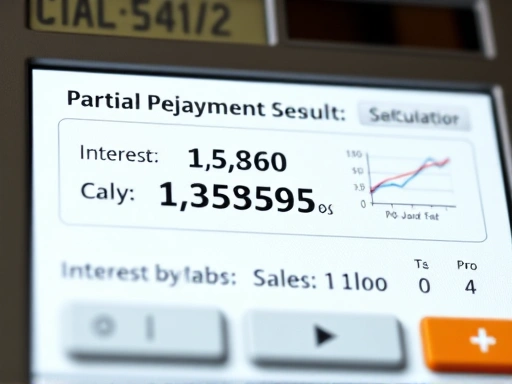 계산기 화면에 부분상환 시뮬레이션 결과가 표시된 클로즈업 샷.
