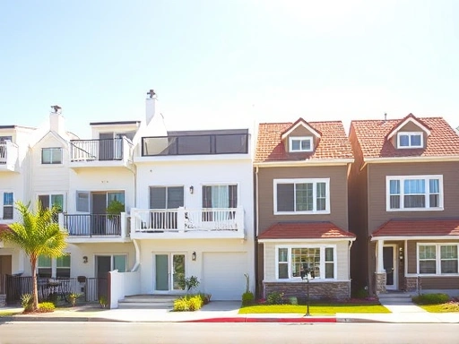 다양한 주택 종류가 나란히 있는 이미지