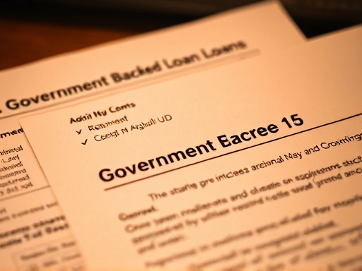정부 지원 대출 관련 서류를 클로즈업하여 보여주는 이미지