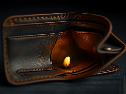 낡은 지갑 속 텅 빈 모습