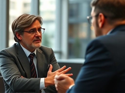 투자자가 P2P대출 부실채권 문제 해결을 위해 법률 전문가와 상담하는 모습