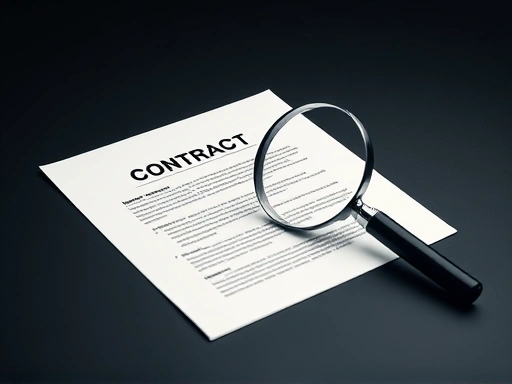 P2P대출 투자 시 주의사항 아이콘, 돋보기로 계약서를 꼼꼼히 확인하는 모습